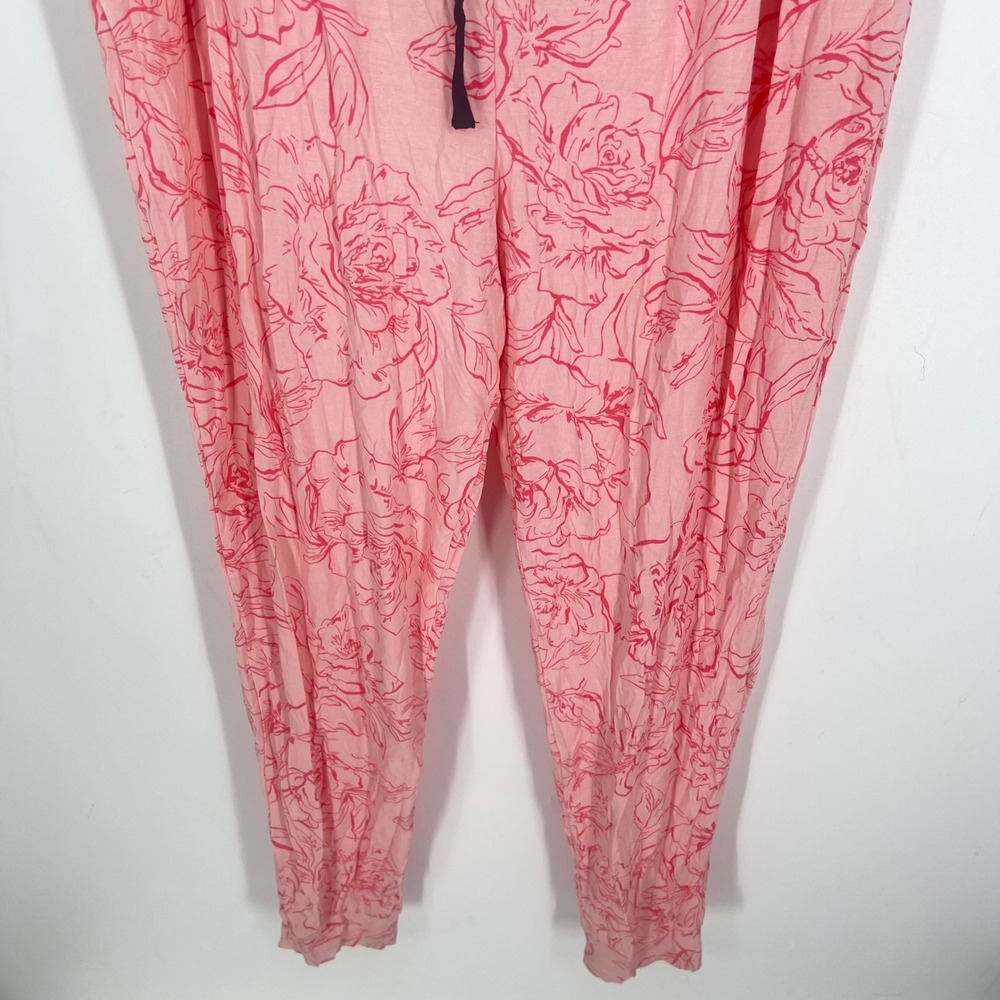 Sanctuary Womens Pink Floral Pajama Set Short Sleeve Top Long Pants NWT XL - Picture 7 of 15